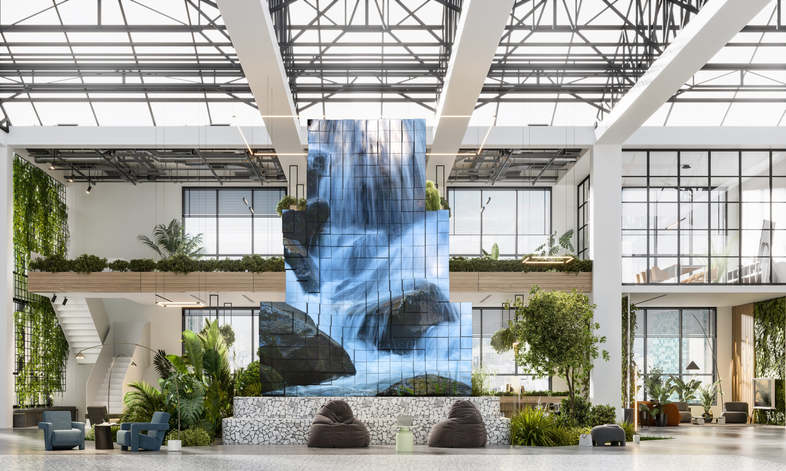 Three dimensional generated image of an environmentally friendly office